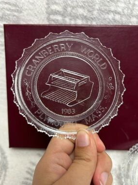 2 Pairpoint Cup Plate The Stormy Petrel & Cranberry World Clear